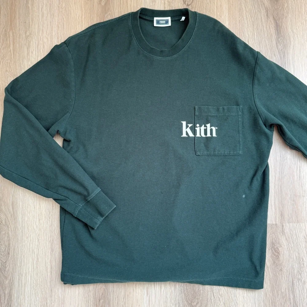 Kith Men's Dark Green Long Sleeve Tee - Picture 1 of 4